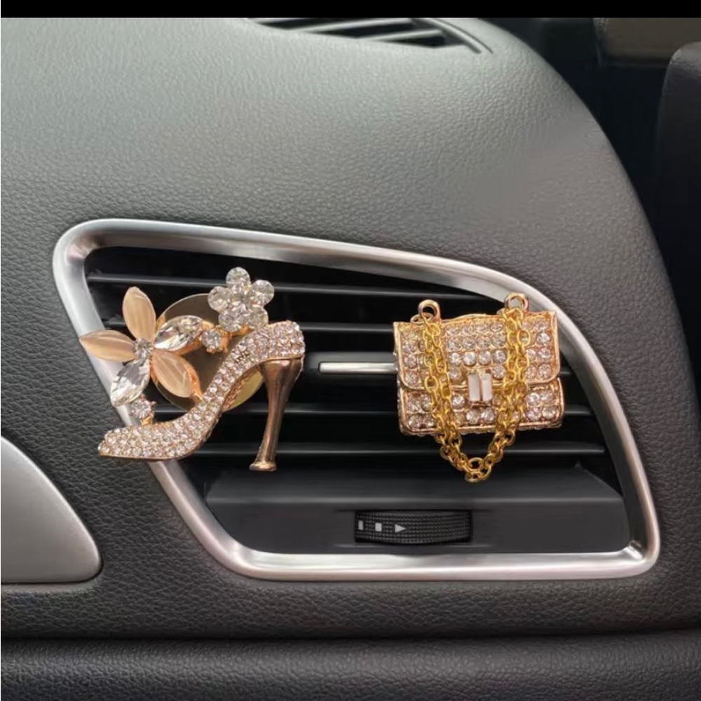 1pc Rhinestone Car Diffuser Vent Clip Car Decoration high heel shoe or bag